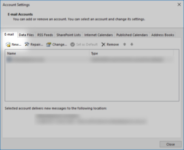2013/2016 MS Outlook Account Settings