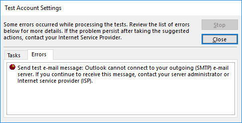 2013/2016 MS Outlook Testing Account Settings