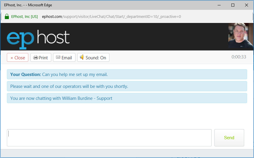 EPhost web hosting live chat support