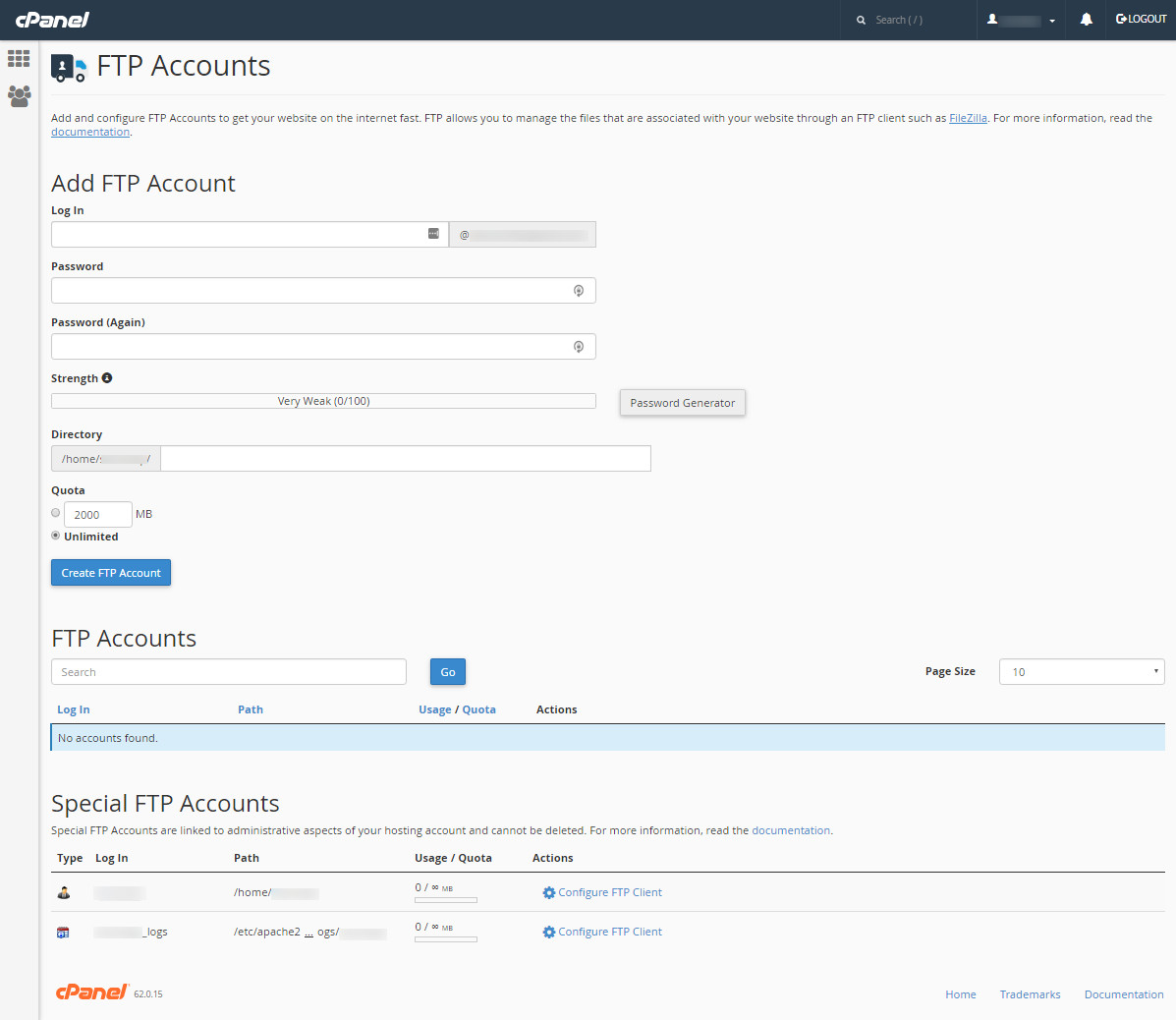 cPanel FTP